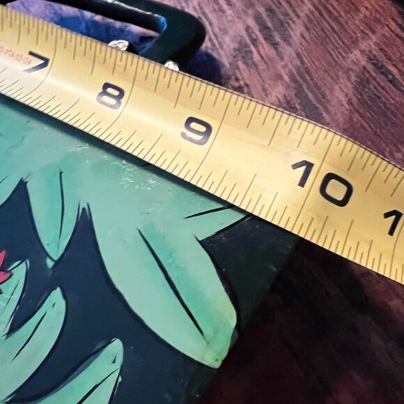 Vintage Hand-Painted Wooden Tropical Handbag With Parrot Motif & Green Handle - Picture 11 of 11